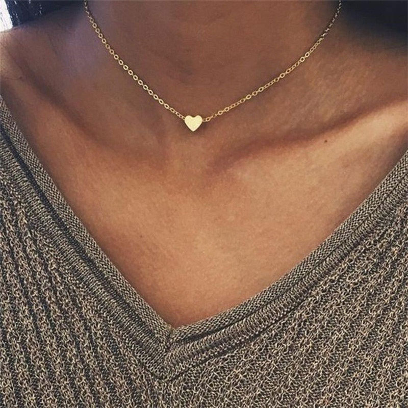 Multi-color Thin Heart-shaped Necklace — Minimalist Design
